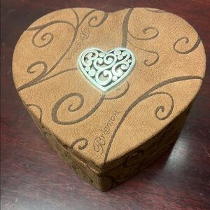 Heart-Shaped Brown Jewelry Box with Silver Accent